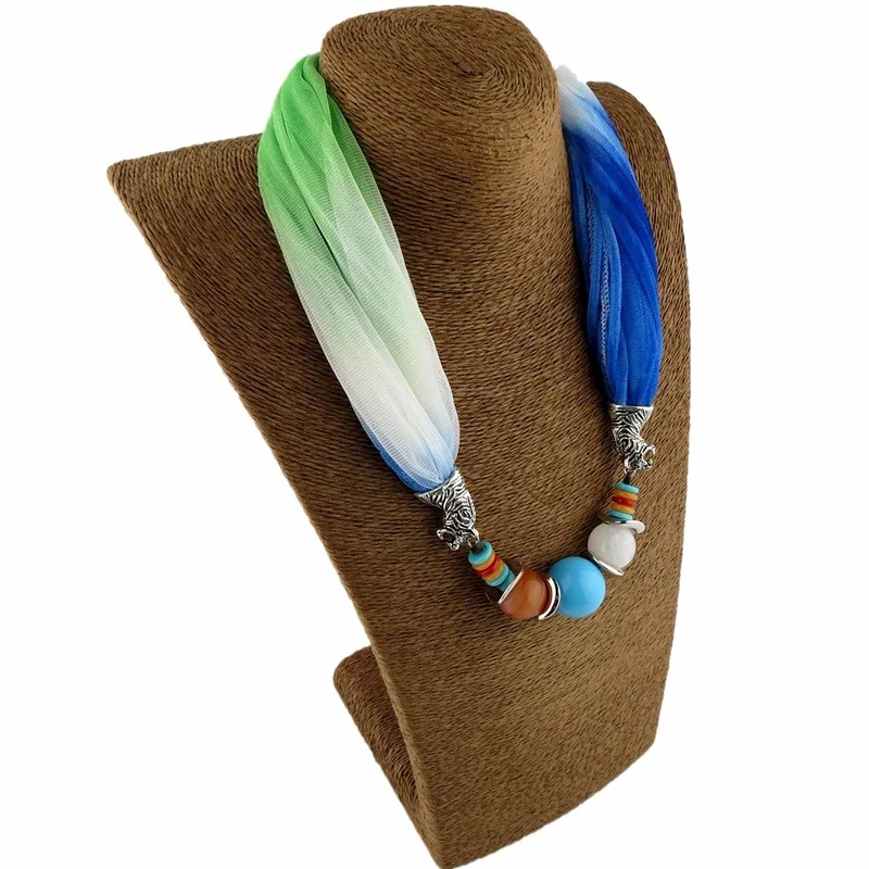 New Women Colorful Wrap Scarf Multi-style Decorative Jewelry Necklace Pendant Scarf Hijabs Femme Head Scarves 6