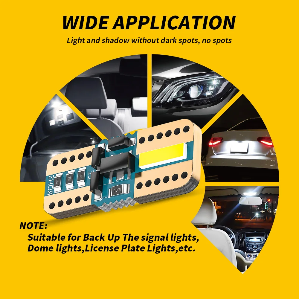 DXZ 10 шт. T10 светодиодный автомобиль W5W лампы Canbus 168 194 2 SMD 6000K белый интерьер