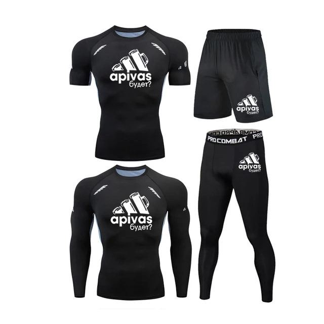 Men Jiu jitsu Rashguard MMA T-shirts Sets Bjj Muay Thai Boxing Jerseys Long Sleeve Boxeo Suit Brand 5Pcs Set Fitness Sport Suits 4Pcs Set