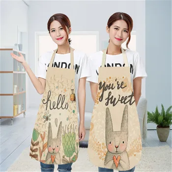 

Kitchen Cooking Apron Nordic Cartoon Sleeveless Cotton Linen Aprons For Men Women Bibs Cooking Baking Coffee Shop Cleaning Apron
