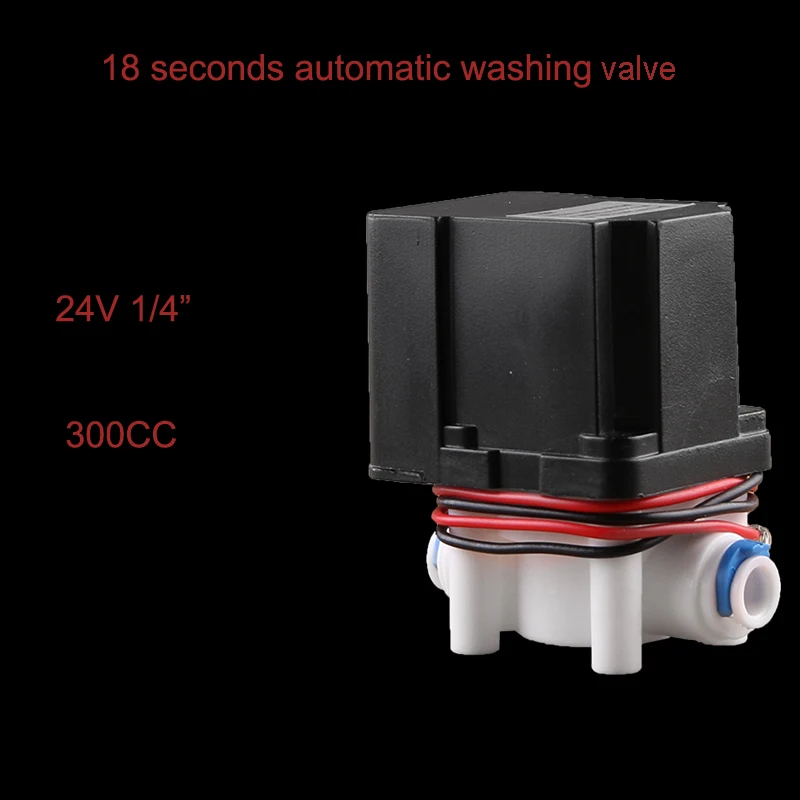 24V 1/4" Inlet Valve 18 Seconds Automatic Washing Valve Water Solenoid for Reverse Osmosis Pure System