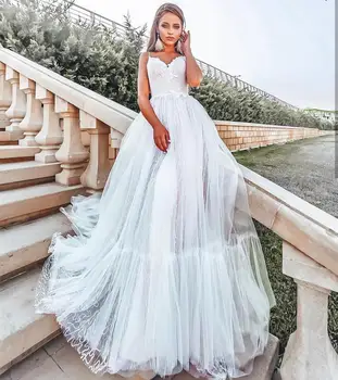 

Wedding Dress 2020 A-Line Backless Sexy Sweetheart Spaghtti Strap Lace Appliques Lace Appliques Bridal Gowns Gorgeous For Women