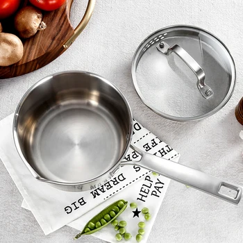 

304 Stainless Steel Saucepan with Glass Lid, Strainer Lid Multipurpose Sauce Pan