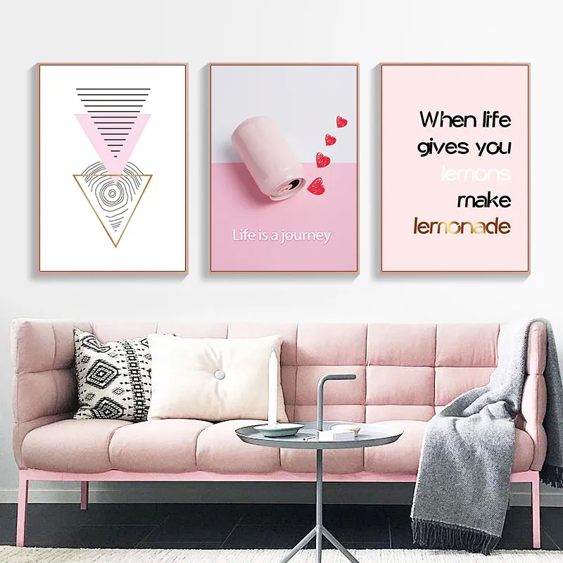 

Scandinavian Pink Girl Room Quotes Wall Art Canvas Painting Posters and Prints Nordic Decor Pictures For Living Room Unframed