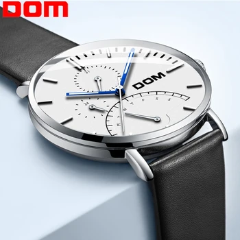 

DOM New Casual Leather Belt Fashion Quartz Black Watch Mens Watches Top Brand Luxury Waterproof Clock Relogio Masculino M-511