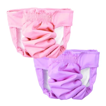 

POPETPOP 2pcs Dog Diaper Puppy Diapers Pants Dog Wraps Doggy Panty Pet Underwear Physiological Sanitary Shorts (Pink, Violet) -