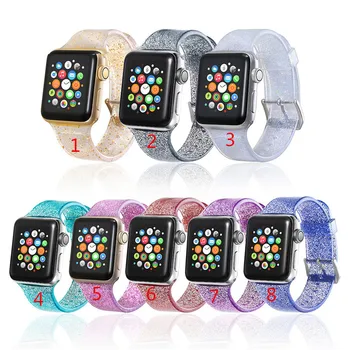 

New sale Glitter Strap for Apple Watch Band Apple Watch 5 4 3 40mm 44mm iwatch band 2 1 38mm 42mm Silicone Bracelet watchband