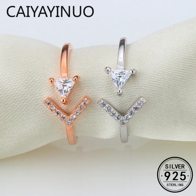 

Caiyayinuo Real 925 Sterling Silver Jewelry Ring Wedding Fashion Wedding Party Zircon Heart Rose Ring Fine Jewellery Accessories