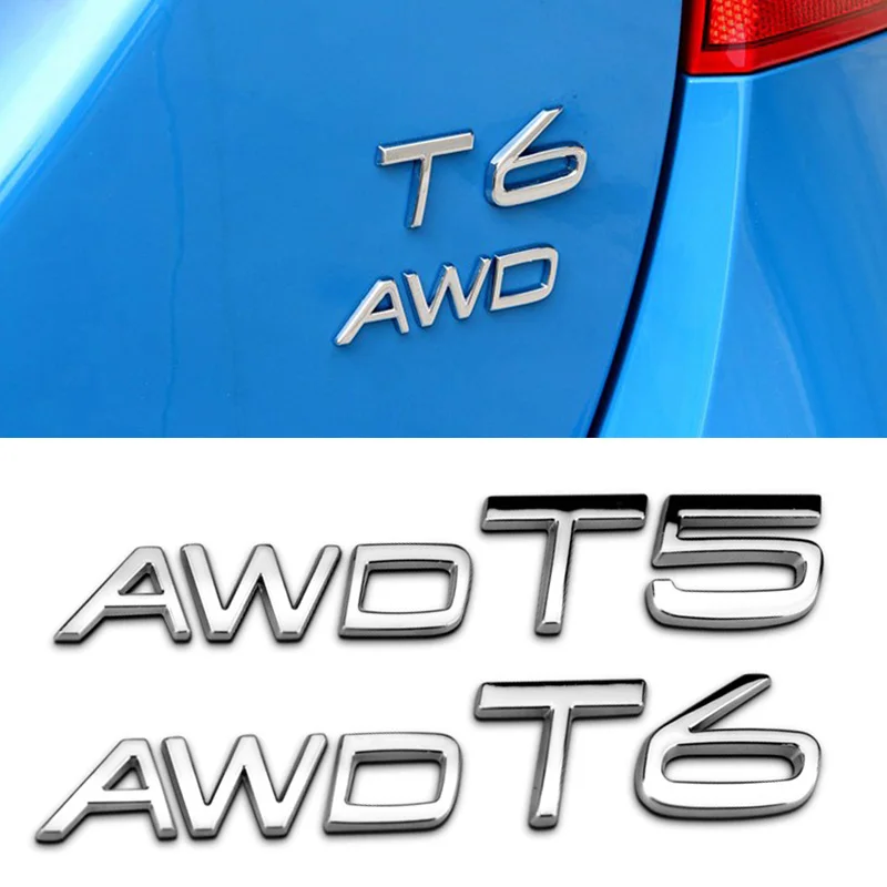 Автомобильный Стайлинг 3D T5 T6 AWD Логотип Эмблема Металлические наклейки для Volvo T3 T4