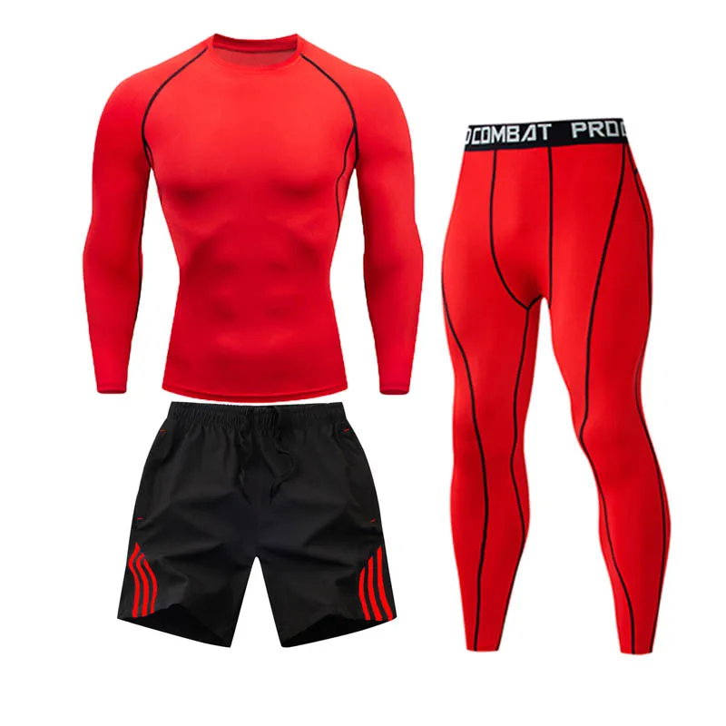 winter Top quality new thermal underwear men sports suit underwear sets compression quick drying thermo underwear men clothing - Цвет: 3 pieces