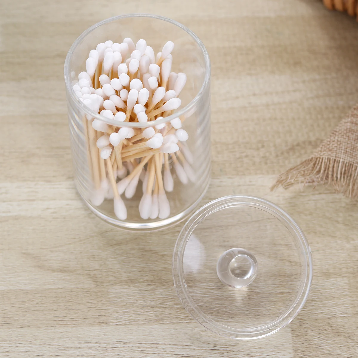 Cotton Swab Organizer Box Makeup Organizer Storage Box Holder Dispenser Clear Transparent Makeup Cosmetics Pads Storage Case