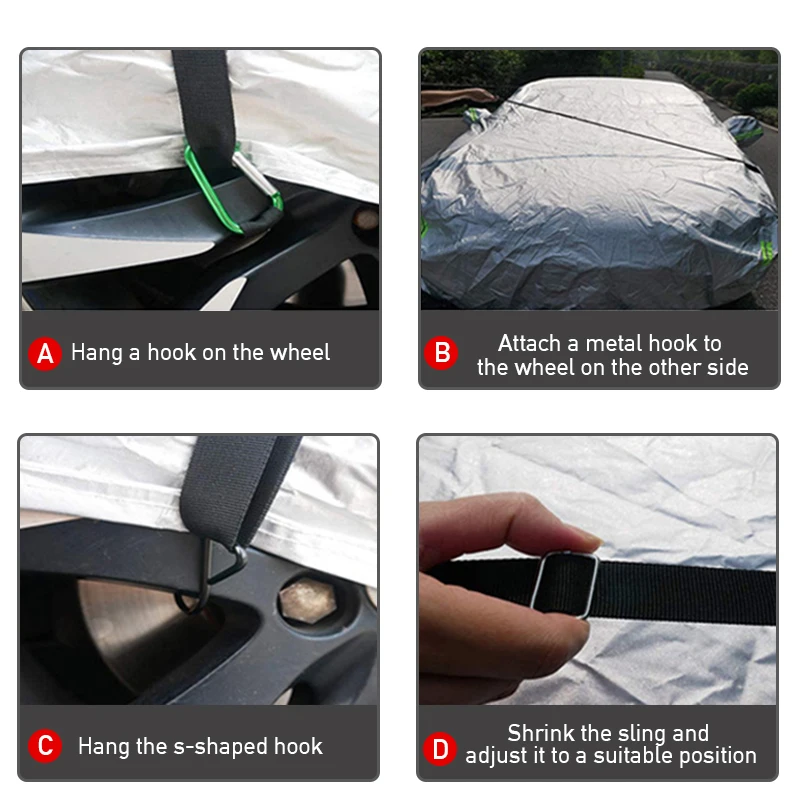 Universal Car Cover Elastic Windproof Strip Adjustable Length