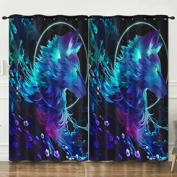 

wolf perforated bedroom living room decoration curtain background decoration cloth pink curtains luxury