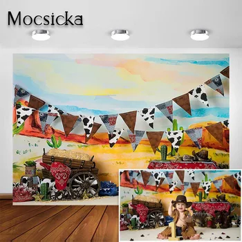 

Mocsicka Newborn Photography Background Rustic West Cowboy Birthday Smash Cake Backdrop for Photo Studio Photocall