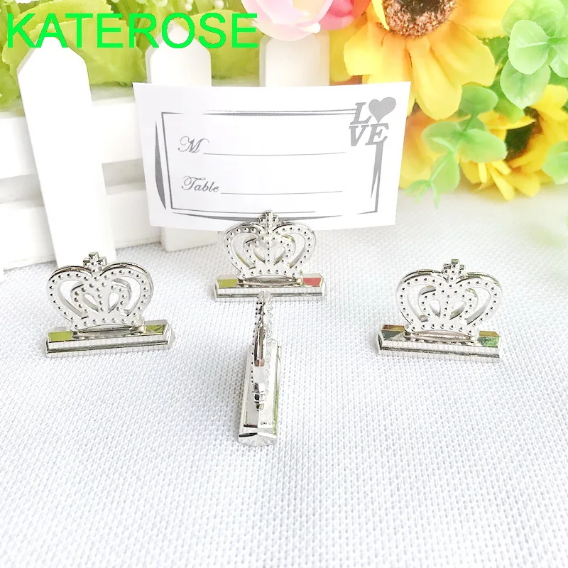 12PCS Wedding Table Decor Silver Crown Place Card Holders/Photo Holder Birthday Party Decoration Favors