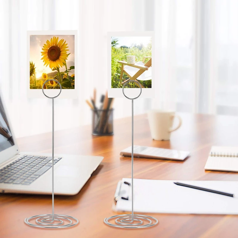 15 Pack 8.75 Inch Tall Table Number Holder, Place Card Holder, Table Picture Holder, Wire Photo Holder Clip,Menu Memo Note Stand