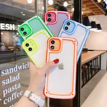

Neon Bumper Shockproof Clear Case for iPhone 11 pro max 7 8 Plus Glitter Candy Fluor Defence Cover for iPhone X XS XR Cases
