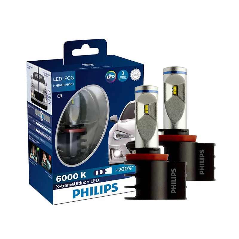 Philips 12 V H4 H7 H11 HB3 HB4 H1R2 9005 9006 9012 6000 K+ 200% более яркие фары H8 H11 H16 противотуманная фара