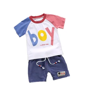 

Summer Children Out Cotton Clothes Baby Boy Letter O-Neck T Shirt Shorts 2Pcs/sets Infant Outfit Kids Fashion Toddler Tracksuits