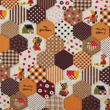 Хлопчатобумажная льняная ткань для шитья pathwork, постельные принадлежности-шестигранники, точки, решетки и цветы(желтый)(ширина = 140 см