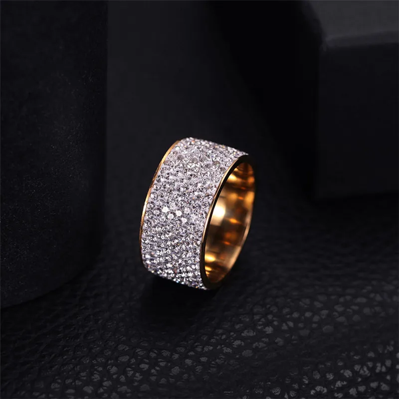 Wholesale 8 row Crystal Rings for Women Austria Crystal Ring Stainless Steel Bijoux For Women Wedding Jewelry - Image 6