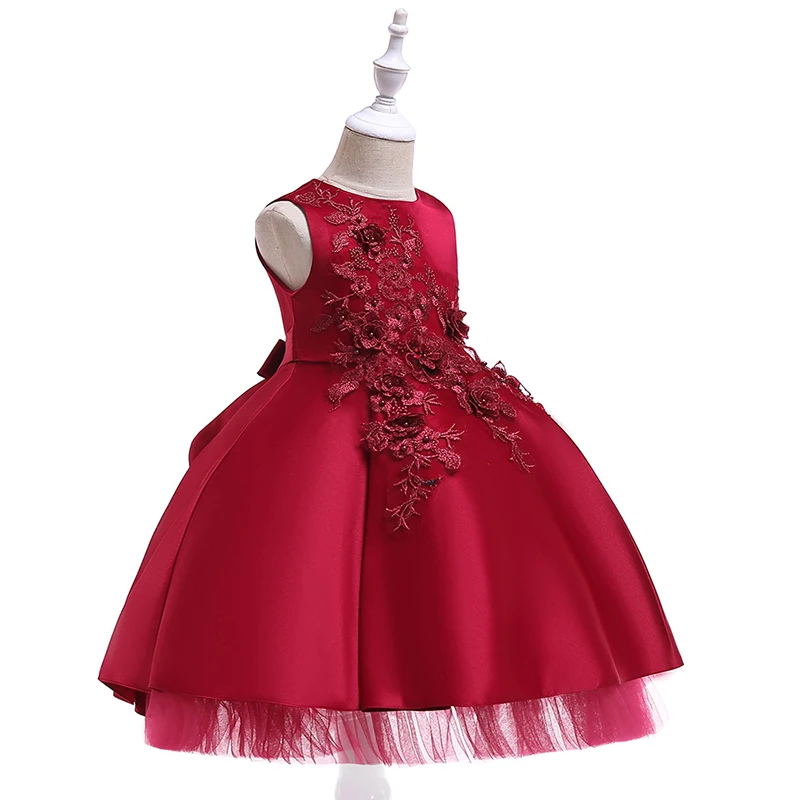 Детская аппликация для вечернего платья цветок жемчуг платье для девочек o-образным вырезом фортепиано костюм маленький ведущий День рождения Мода сетки платье принцессы