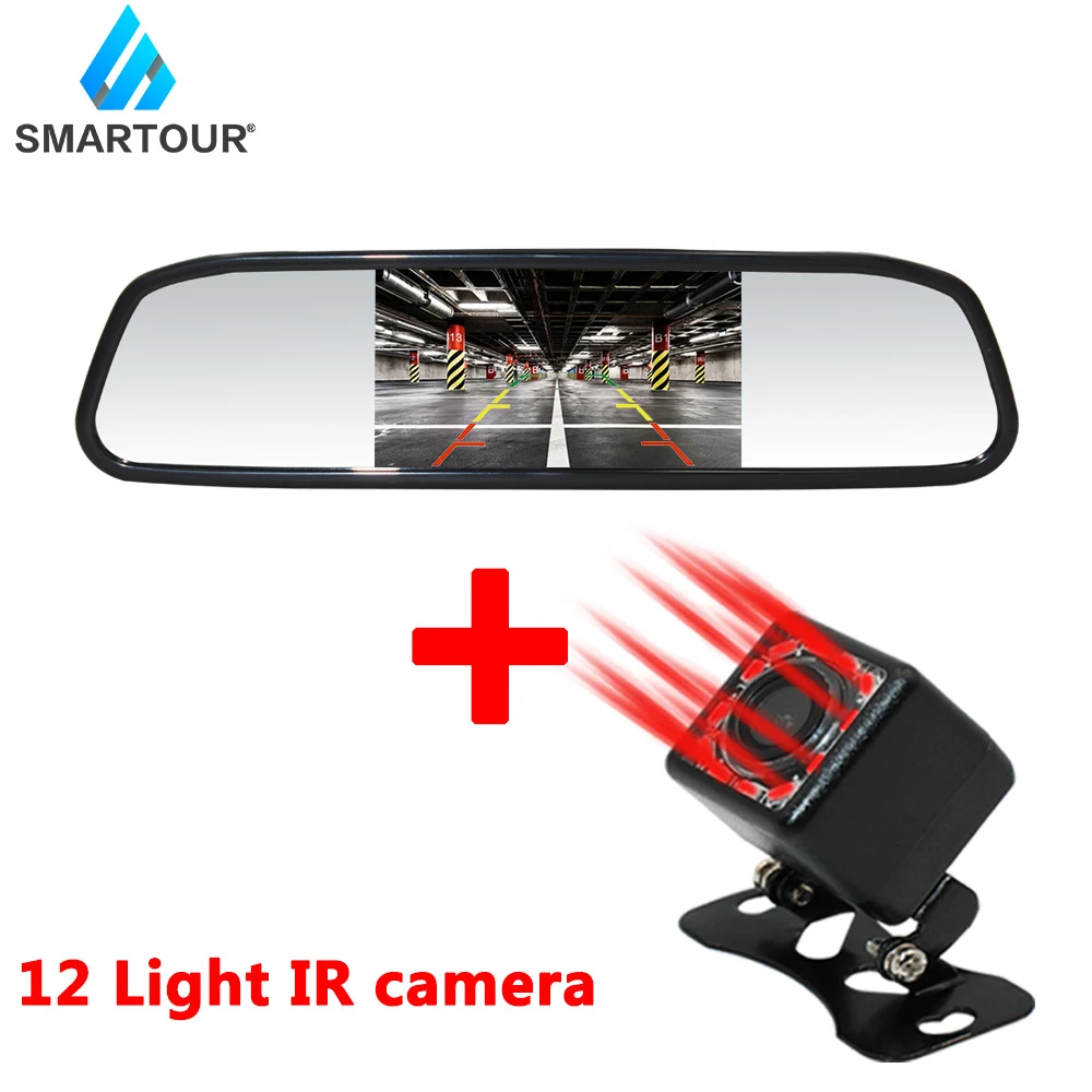 Smartour Автомобильная беспроводная камера заднего вида зеркало 4 3 дюйма HD