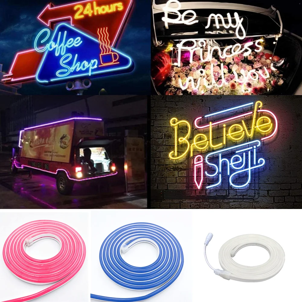 Neon light 12V LED Cutable Strip SMD2835 120LEDs/M Flexible Rope Tube Waterproof for DIY Sign Christmas Holiday Decoration Light 12colors separate silicone neon strip flexible soft bendable 6 8mm diy sign waterproof 120leds s shape 2835smd led light dc12v