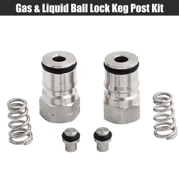 

19/32"-18 Gas & Liquid Ball Lock Keg Post Kit for Cornelius Type Poppet Female Thread Gas liquid Fitting Homebrew Tools