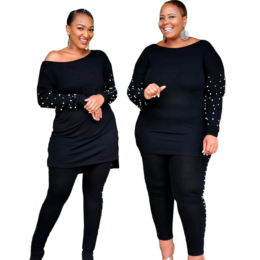 Novas roupas africanas para as mulheres dois conjuntos de peças longas topos calças magras combinando conjunto jogging inverno conjunto agasalho plus size 4xl 5xl