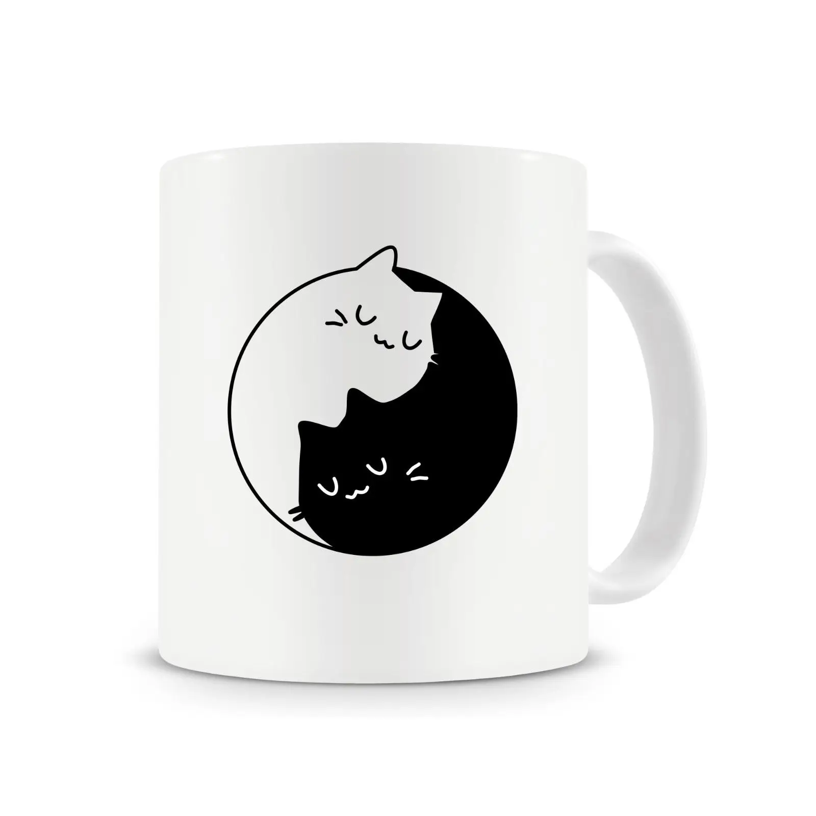 Yin Yang Cats Mug Crazy Cat Lady Lover Gifts Cup with Stirring Spoon Gift for Her Coffee | Дом и сад