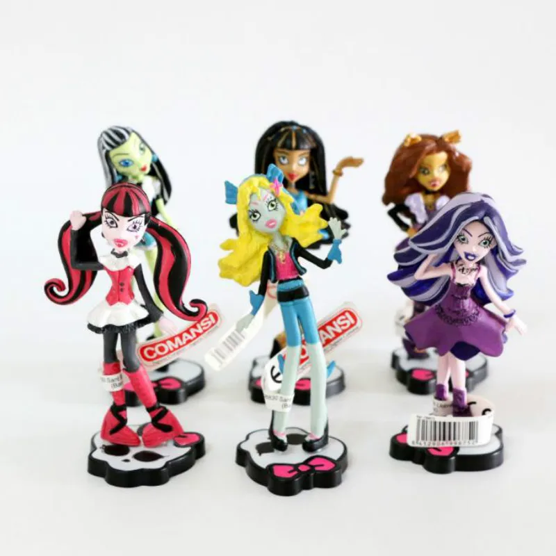 A set 6pcs Pvc High School Girl Doll 11CM Kids Toys Birthday Gift Home Decoration Hobby Collections | Игрушки и хобби