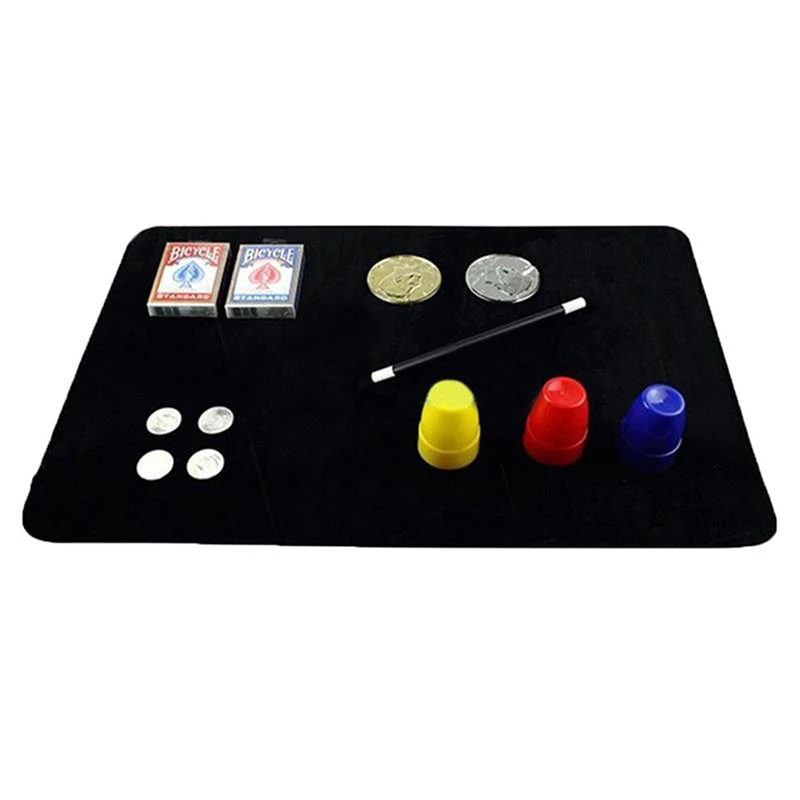 1 шт. черный профессиональный палубный коврик для покера, магические трюки, реквизит для мага, монета, Магическая иллюзия, игровой коврик, 3 размера ZXH