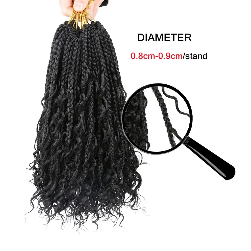 Box Braids Crochet Hair With Curly Ends Goddess Box Braids Crochet 3X Bohemian Braiding Hair for Black Women