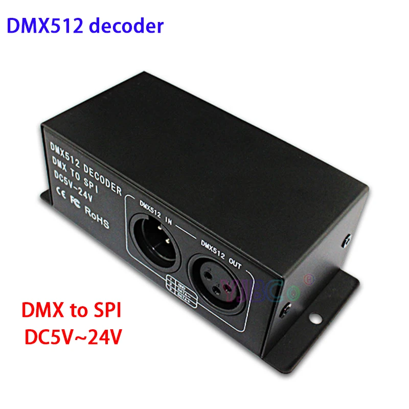 

DC 5V~24V Full color DMX 512 Decoder led strip dimmer DMX to SPI led module controller support WS2811 WS2812 WS2801 6803 IC