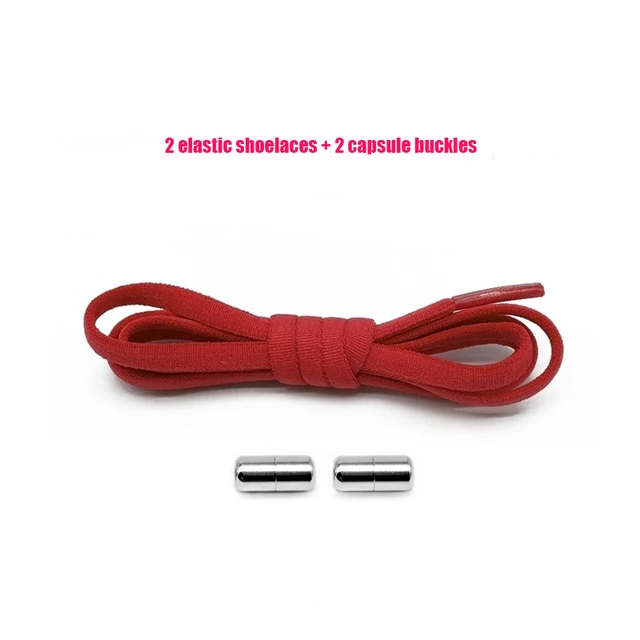Elastic No Tie Shoelaces Semicircle Shoe Laces For Kids and Adult Sneakers Shoelace Quick Lazy Metal Lock Strings Rope Round 8RED