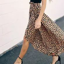 Летняя женская леопардовая юбка с запахом и высокой талией, длинная сексуальная модная юбка макси, 3 цвета