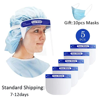 

5Pcs/Pack Disposable Safety Face Shield Full Face With Clear Film and Elastic Band With Gift