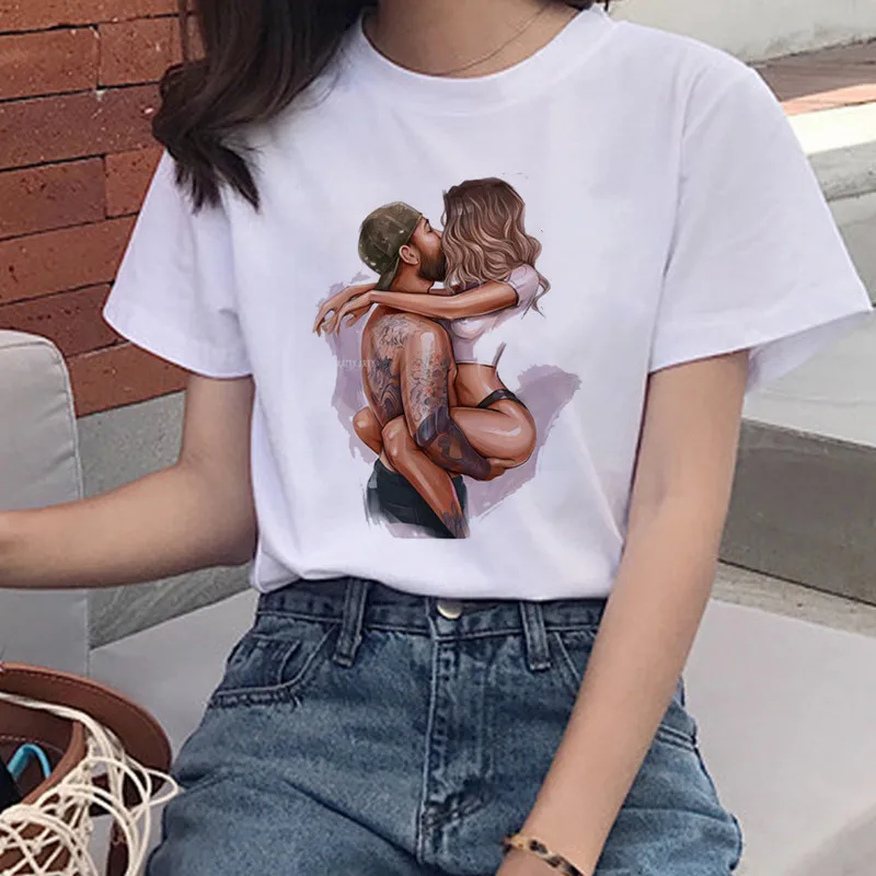 

Summer T-shirts Cartoon Kiss Harajuku New Women's Top Shirt Harajuku 90's Sexy Clothes O-neck Casual Ladies Tees Female Shirts