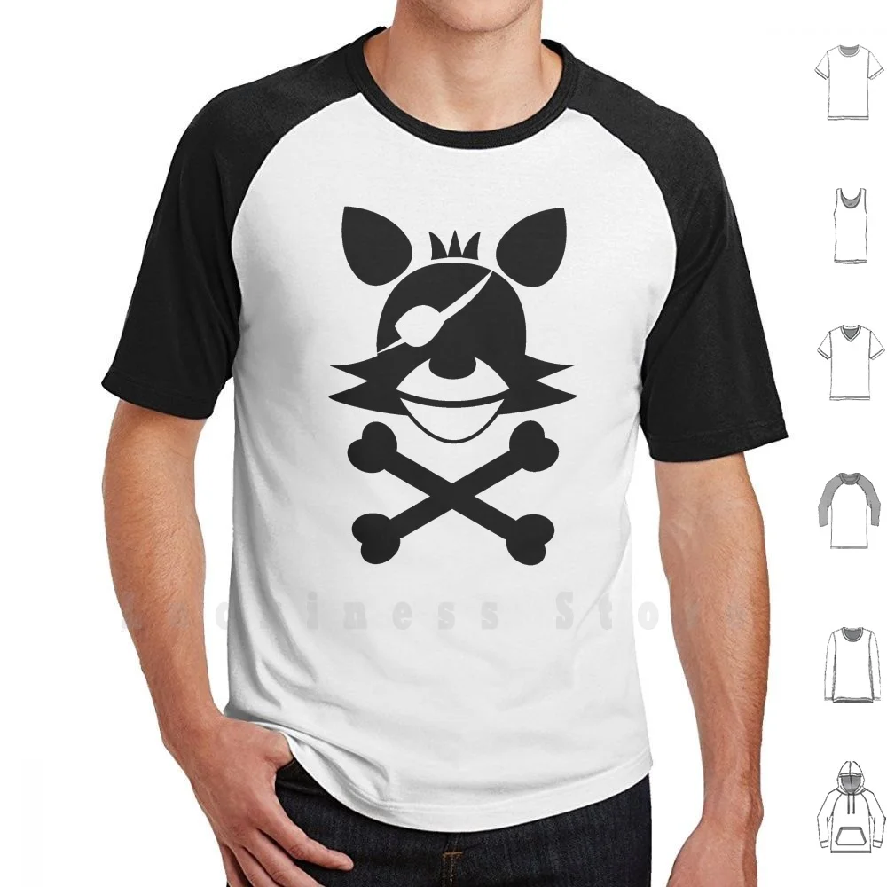 Foxy Pirate Flag T Shirt 6Xl Cotton Cool Tee Five Nights At Fnaf Foxy Foxy The Pirate Flag Skull And Crossbones