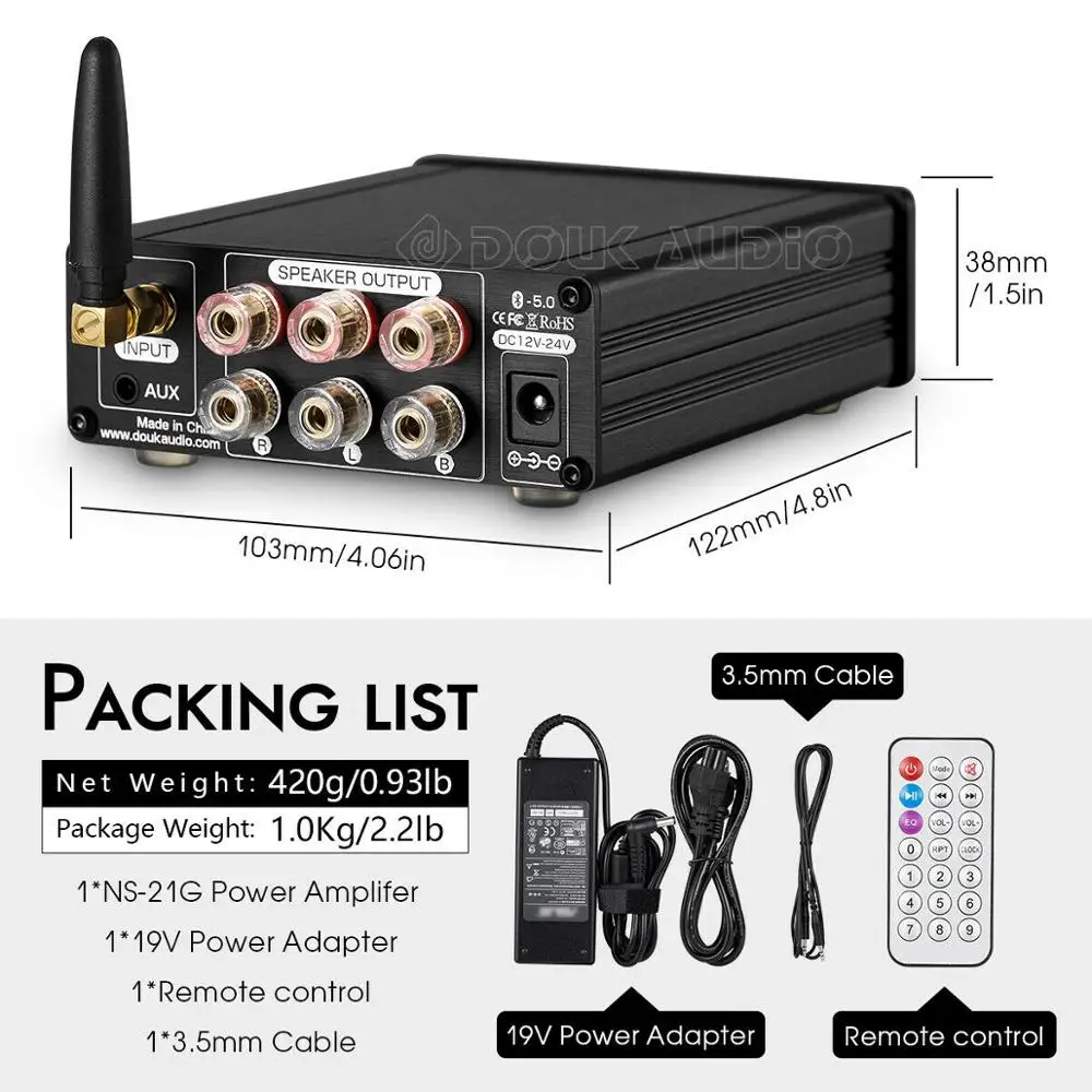 Nobsound Mini Bluetooth 5,0 усилитель мощности HiFi стерео аудио сабвуфер Класс D 2,1 канал, Amp USB/AUX музыкальный плеер
