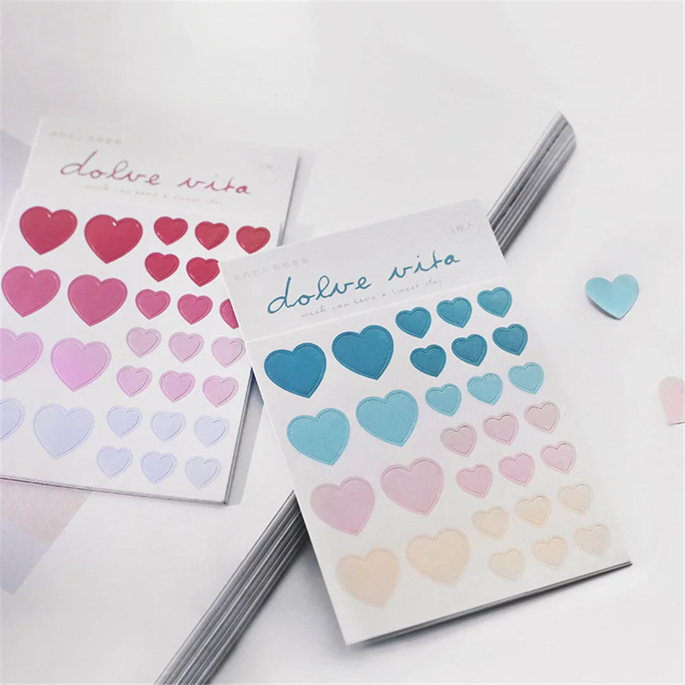 3 Sheets Love Heart Stickers Bullet Journal Stickers Kawaii Stationery DIY Diary Scrapbooking Sticker Cute Washi Stickers