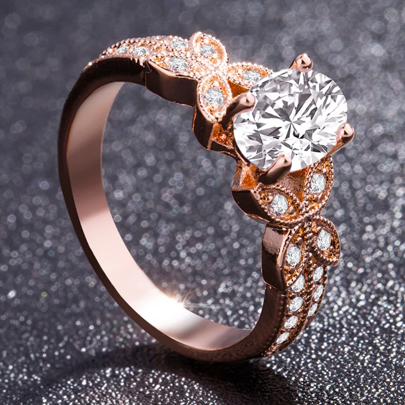 14k розовое Золотое кольцо с бриллиантом для женщин подарок для мамы Свадебный драгоценный камень 14 K золото и алмаз Помолвочное Драгоценное кольцо Bizuteria