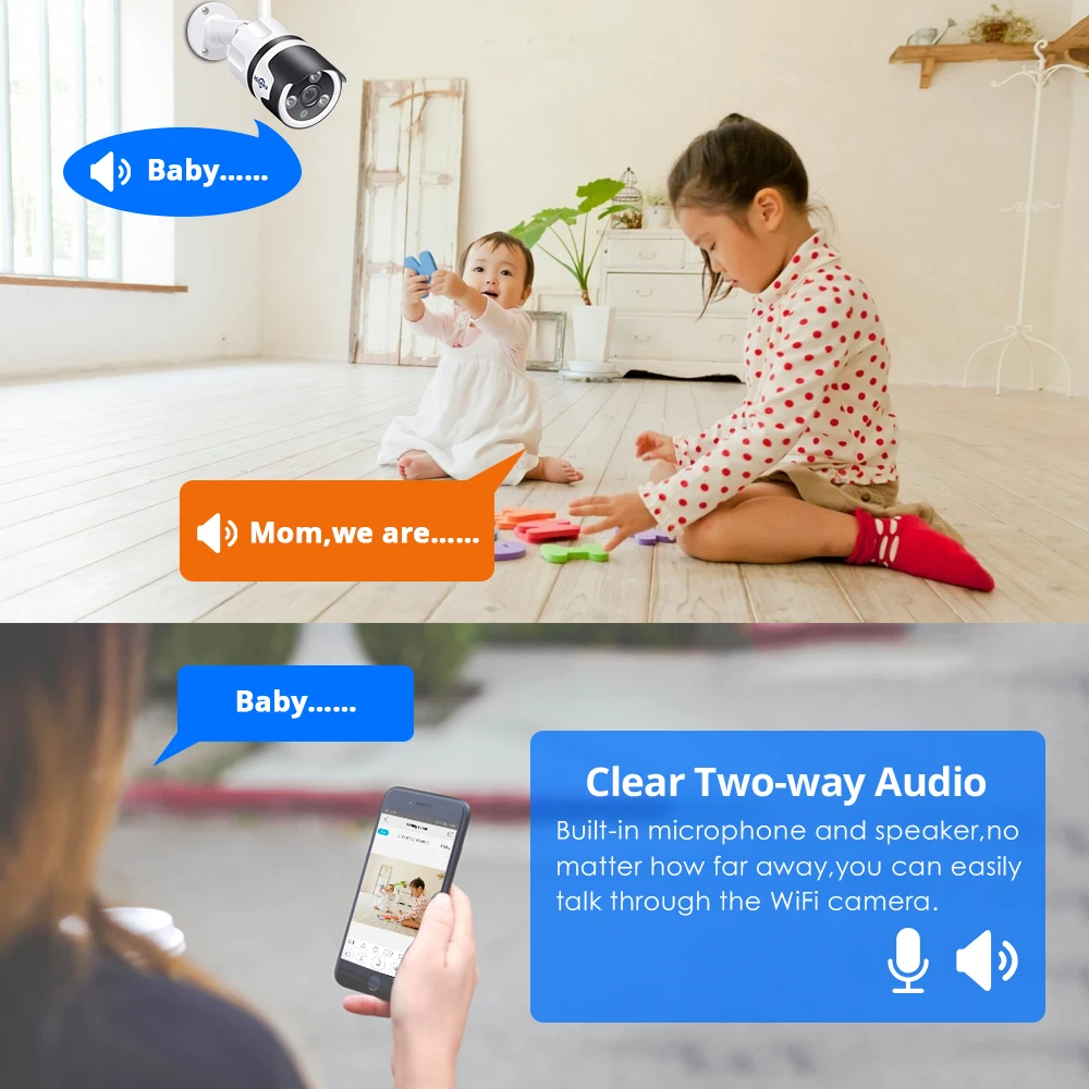 Hiseeu wifi уличная IP камера 1080P 720P Водонепроницаемая 2.0MP беспроводная камера безопасности металлическая двухсторонняя аудио TF карта Запись P2P пуля