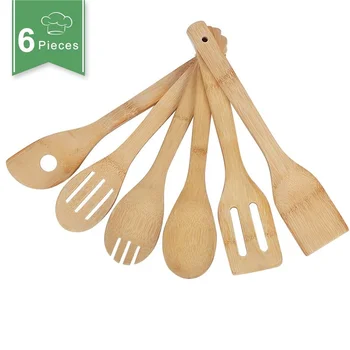 

Utensil Set Wooden Cooking Bamboo Slotted Spatula Spoon Mixing Holder Cooking Utensils Dinner Food Wok Shovels Kitchen Supplies