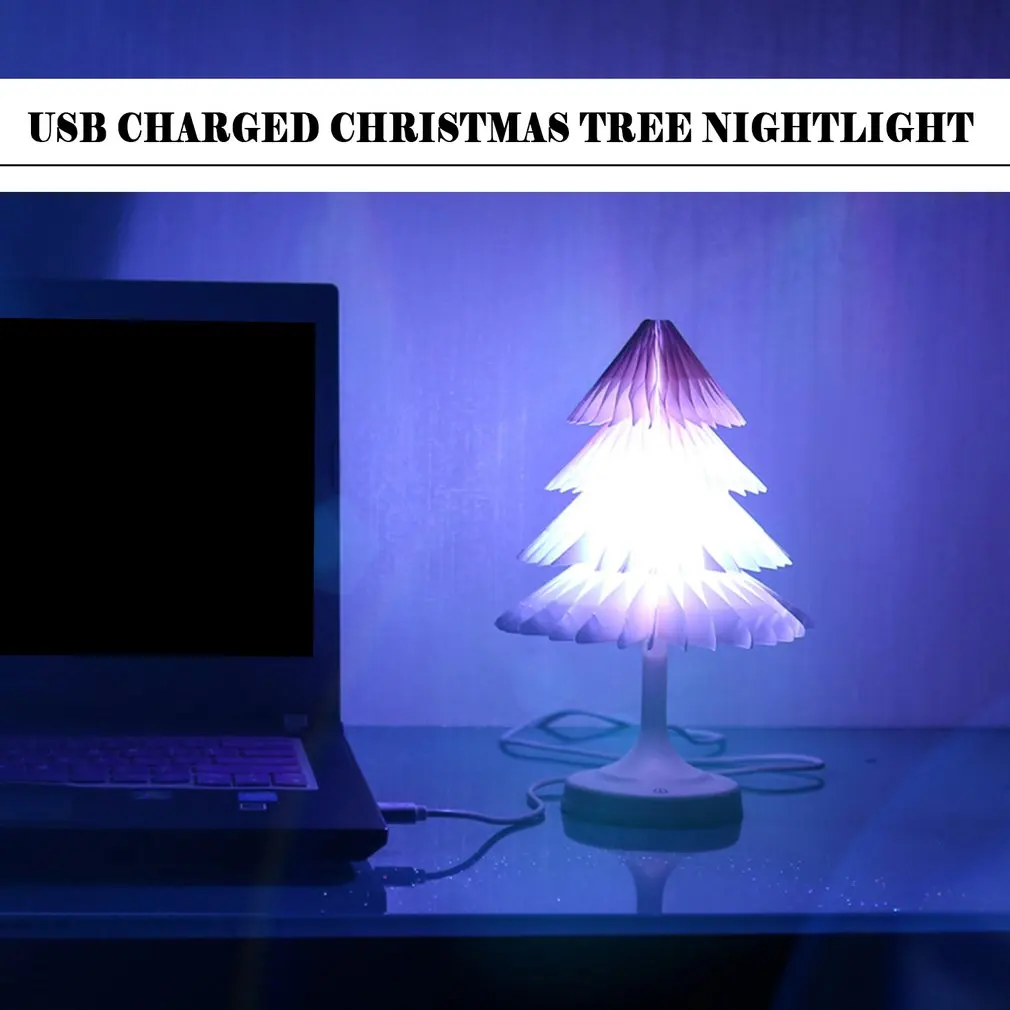 Illuminated Mini Night Light Colorful Christmas Tree Night Light Creative USB Table Lamp LED Lamp Exotic Home Decoration