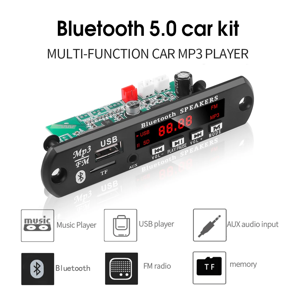 Bluetooth 5 0 12 В 2*15 Вт динамик MP3 WMA декодер плата аудио модуль USB TF Радио беспроводной