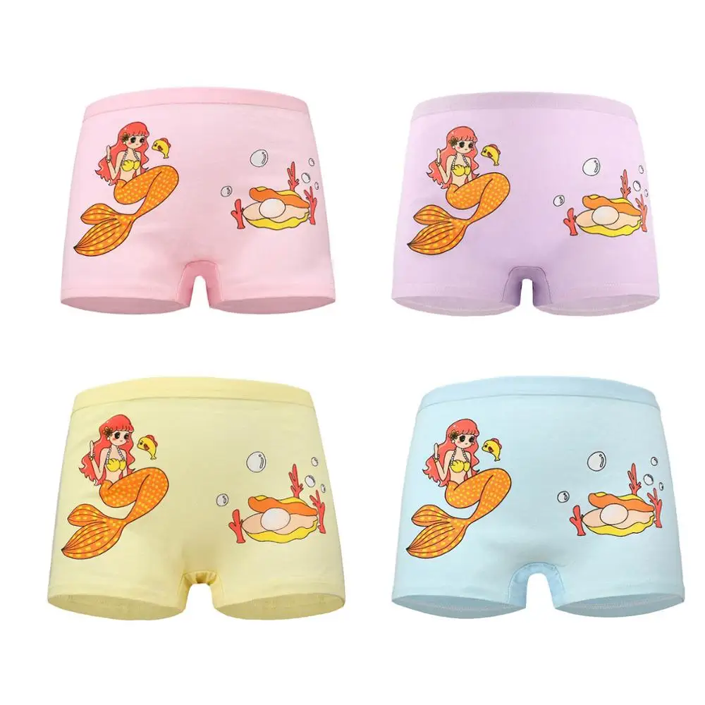 4 Pcs/Lot Cotton Girls Panties Briefs with Cute Cat Cartoon Print - Baby Girl Underpants and Kids Briefs image 6