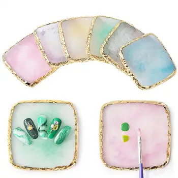 

Square Nail Beauty Palette Resin Agate Piece Nails Art Display Board