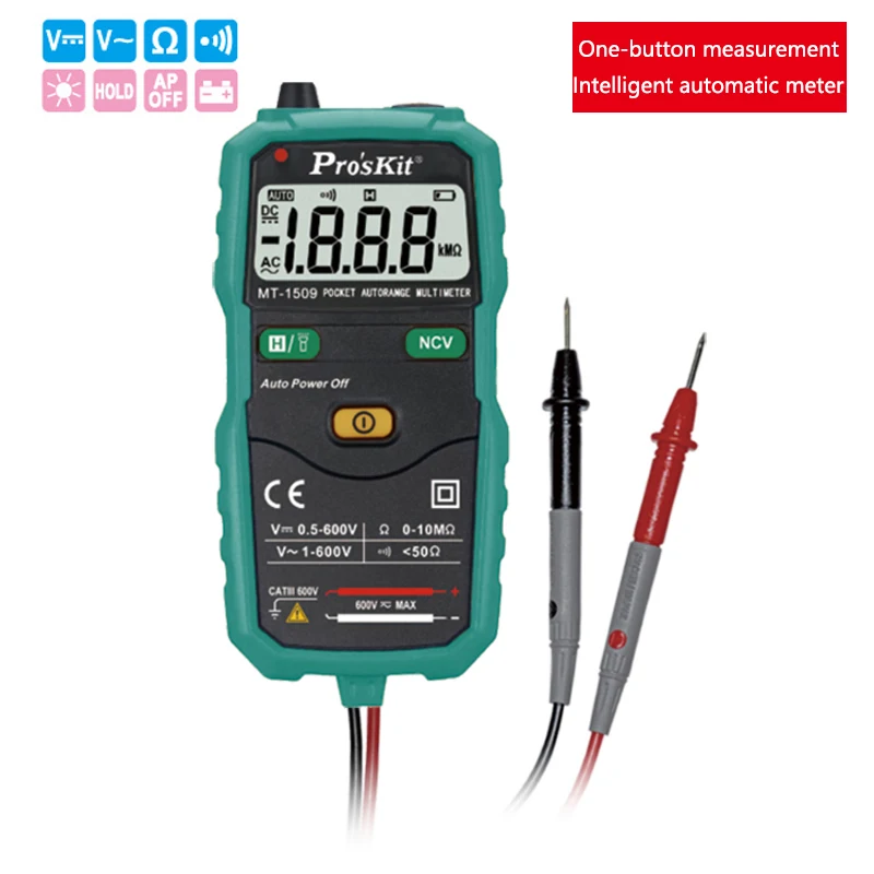 

Proskit Auto Selection Anti-burning Mini Digital Multimeter LCD Display Auto Range Non-contact Electroscope Tester Meter
